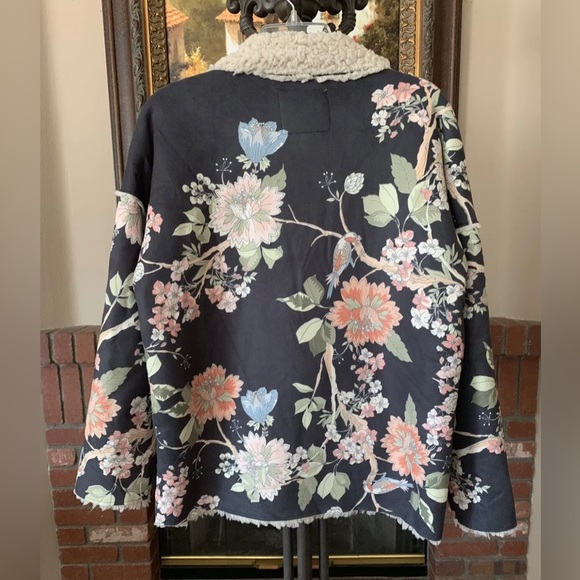 Johnny Was Pete & Greta Dusk Floral Print Sherpa Coat Women’s Small New W/ Tags - Picture 3 of 12